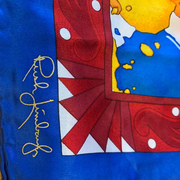 Vintage 1996 Rush Limbaugh 100% Silk Paint Splash Long Signed Scarf 11"x66" A11 - Picture 1 of 12